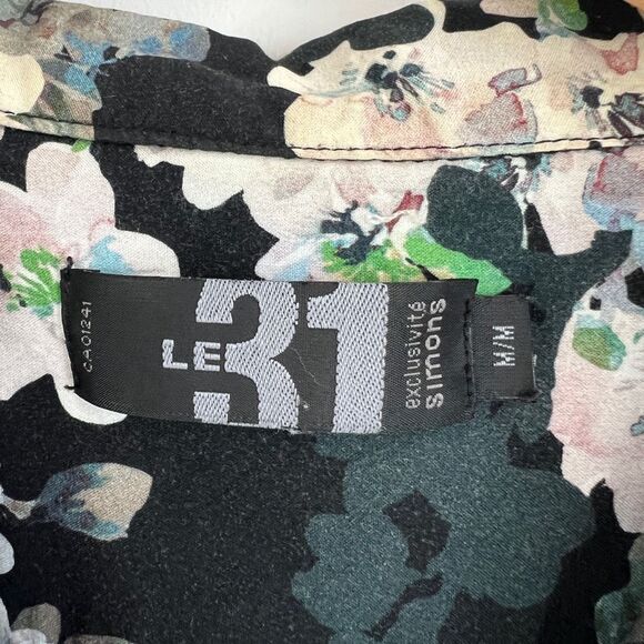 Le 31 for Simons Men's Medium Black Floral Short Sleeve Button Down Shirt Beach - Picture 4 of 9